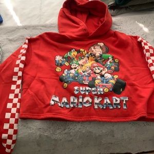 Súper Mario kart cropped sweater with hoodie